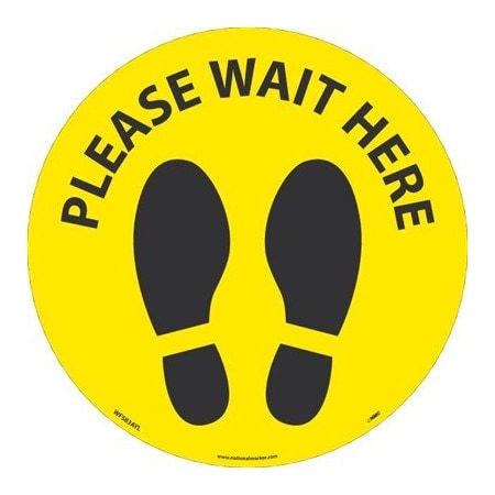 Please Wait Footprint Walk On Floor Sign, WFS83AYL